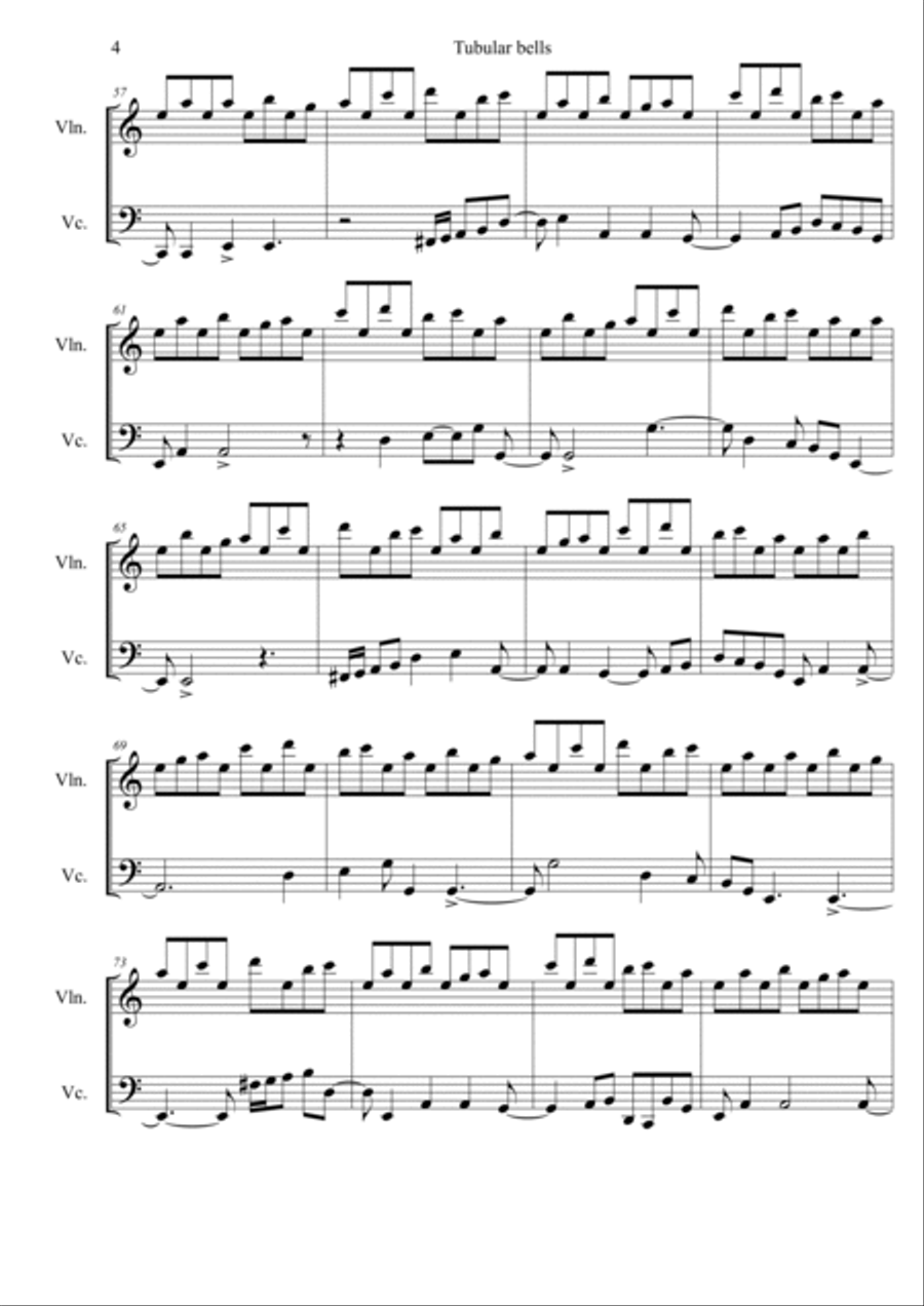 Tubular Bells Tubular Bells String Duet scores gallery preview page 4