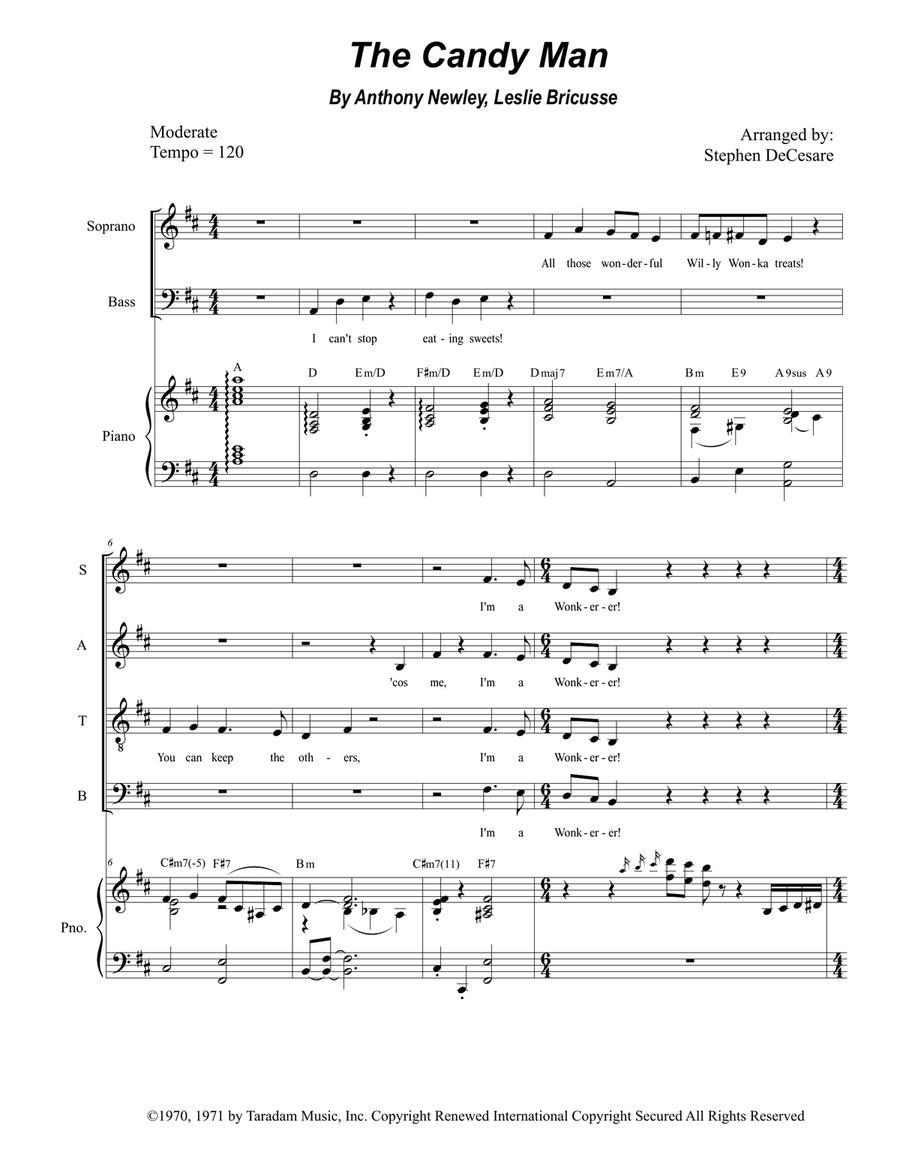 The Candy Man The Candy Man 4-Part scores gallery preview page 1