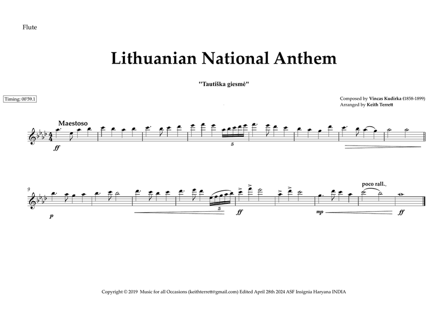 Lithuanian National Anthem for Symphony Orchestra (Keith Terrett Olympic Ahthem Series) image number null