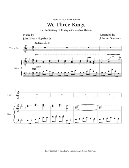 We Three Kings (Tenor Sax and Piano) image number null
