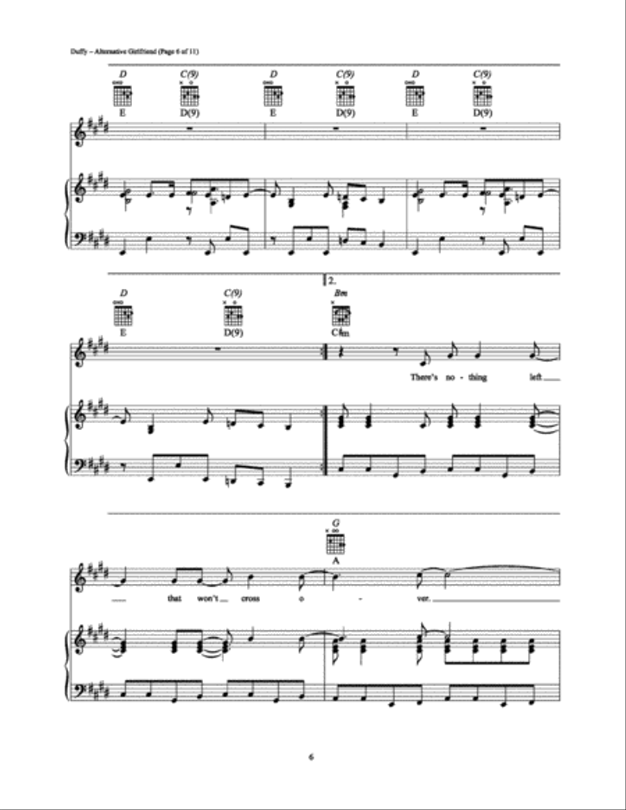 Alternative Girlfriend Piano, Vocal, Guitar scores gallery preview page 6
