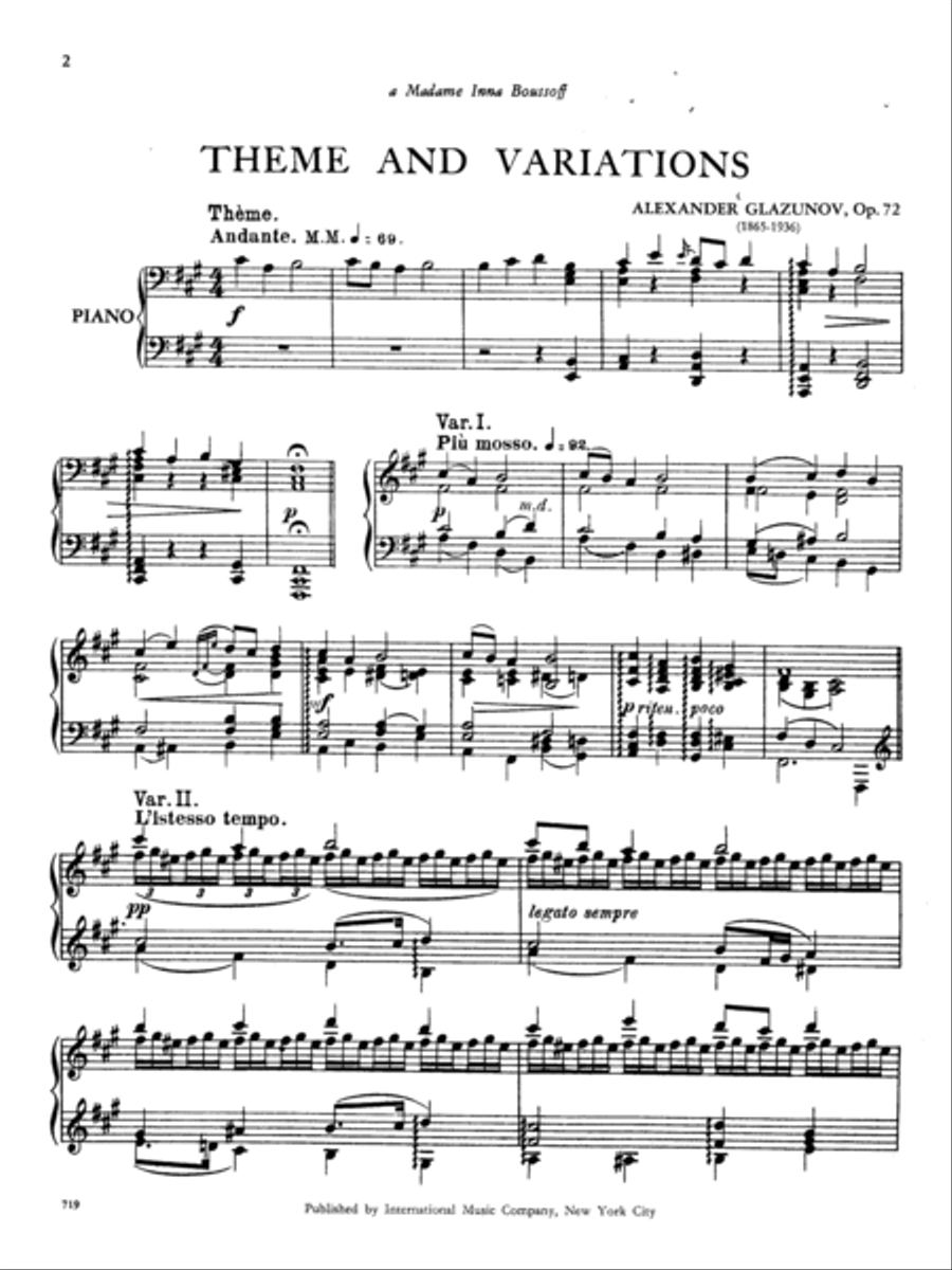 Theme And Variations, Opus 72 Piano Solo scores gallery preview page 2