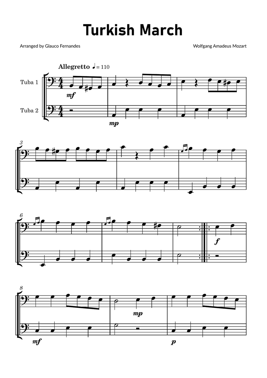 Turkish March by Mozart - Tuba Duet