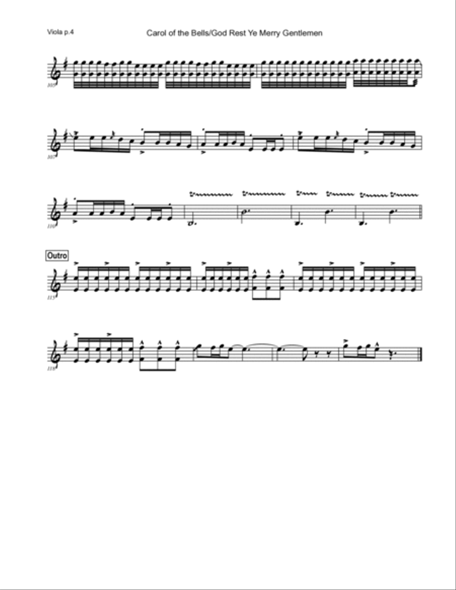 Carol of the Bells / God Rest Ye Merry Gentlemen - Viola and Piano Duet Piano Accompaniment scores gallery preview page 6