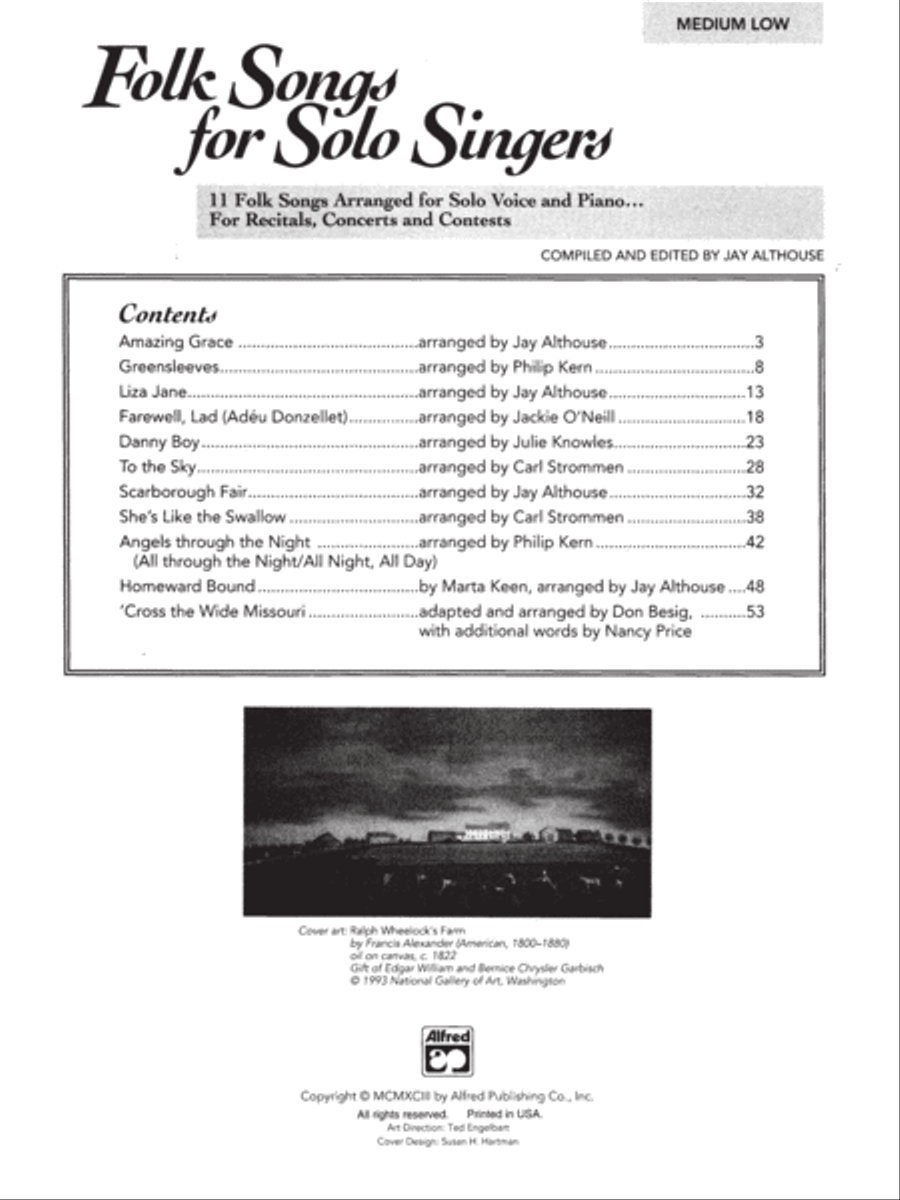 Folk Songs for Solo Singers, Volume 1 Medium Voice scores gallery preview page 2