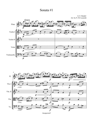 Book cover for Sonata #1 Movement 1 in E Minor for Flute and String Quartet