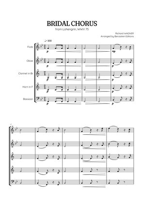 Wagner • Here Comes the Bride (Bridal Chorus) from Lohengrin | woodwind quintet sheet music