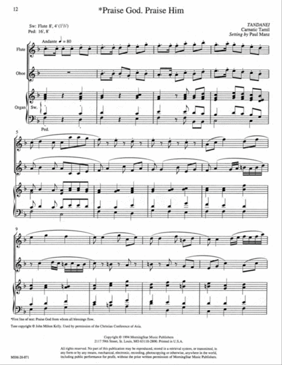 Three Hymns for Flute, Oboe and Organ Flute scores gallery preview page 8