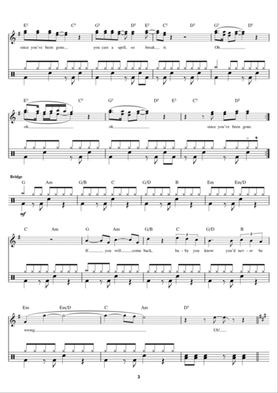 Since You've Been Gone Drum Set scores gallery preview page 3