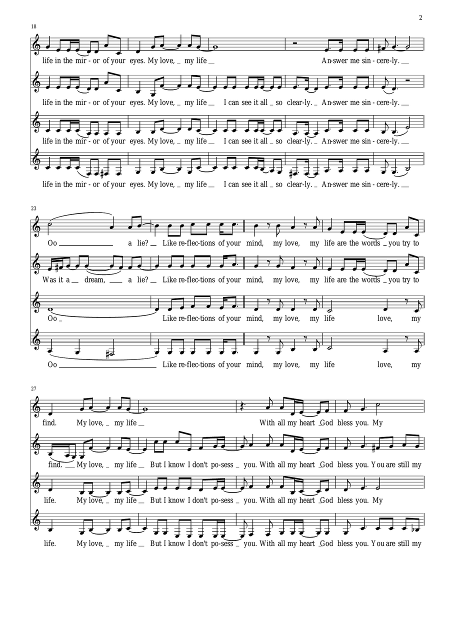 My Love My Life SSAA scores gallery preview page 2