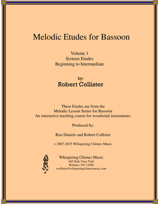 Melodic Etudes for Bassoon Volume I Beginning to Intermediate Players