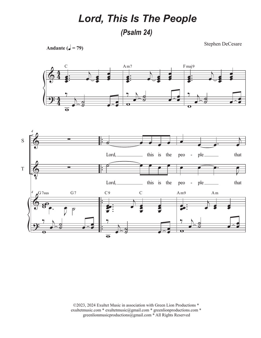 Lord, This Is The People (Psalm 24) (Vocal Quartet - (SATB) 4-Part scores gallery preview page 1