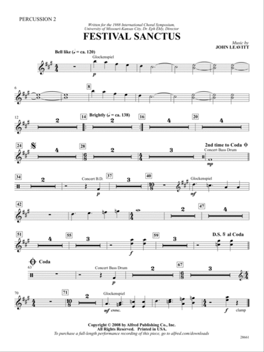 Festival Sanctus: 2nd Percussion Percussion scores gallery preview page 1