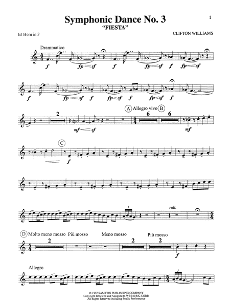 Symphonic Dance No. 3 ("Fiesta"): 1st F Horn