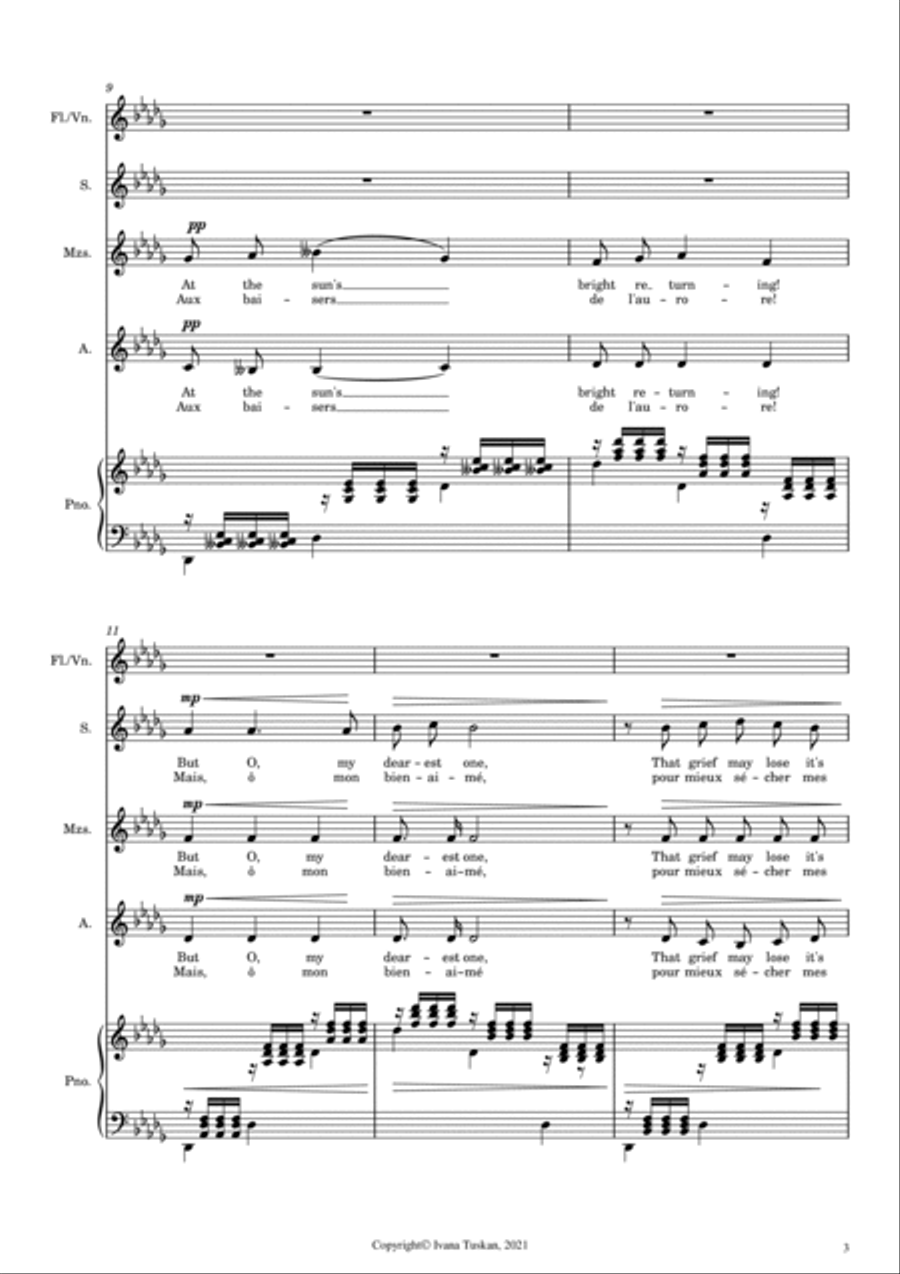 My Heart at Thy Dear Voice (Mon coeur) from Samson & Dalilah SSA, piano, flute or violin SSA scores gallery preview page 3