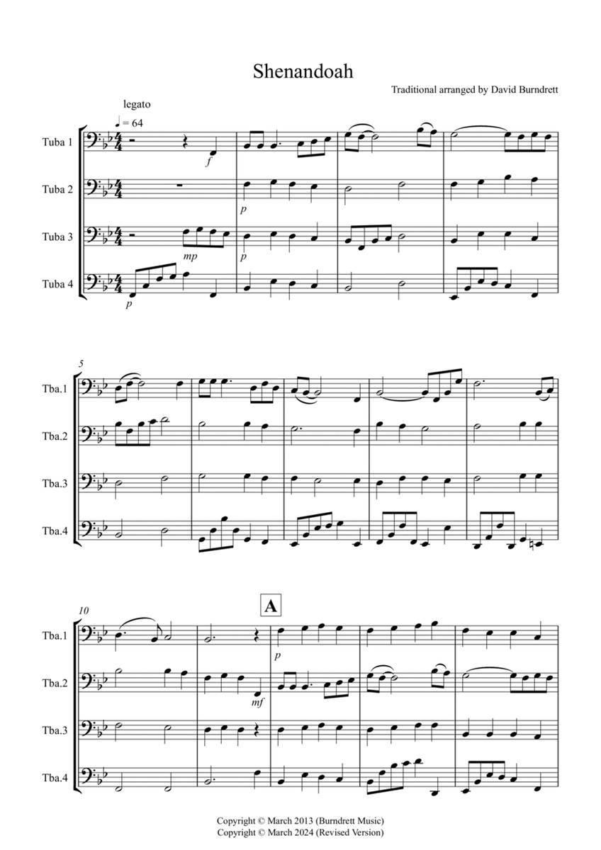 Shenandoah for Tuba Quartet image number null