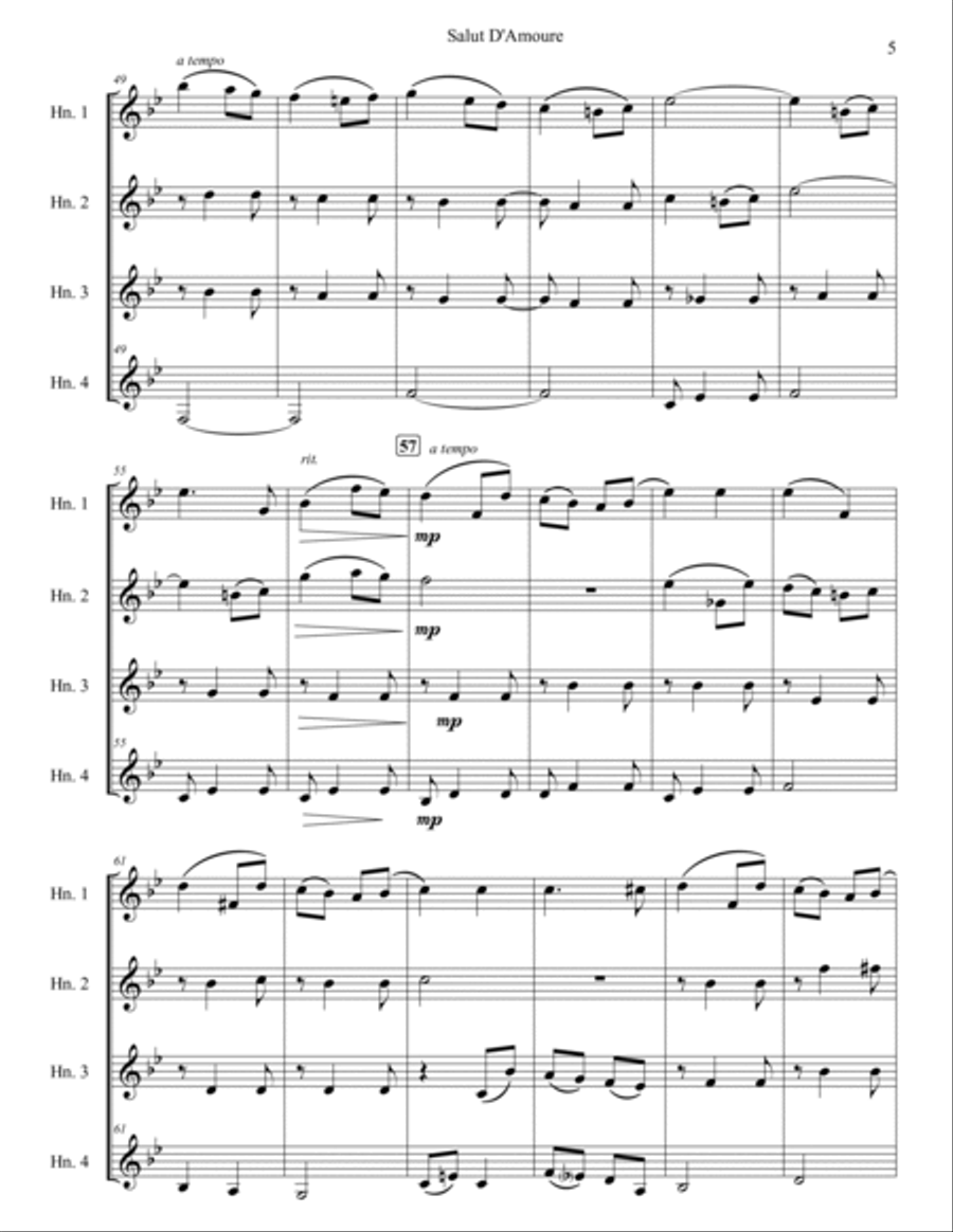 Salut De'Amoure (Liebesgruss) Brass Quartet scores gallery preview page 5