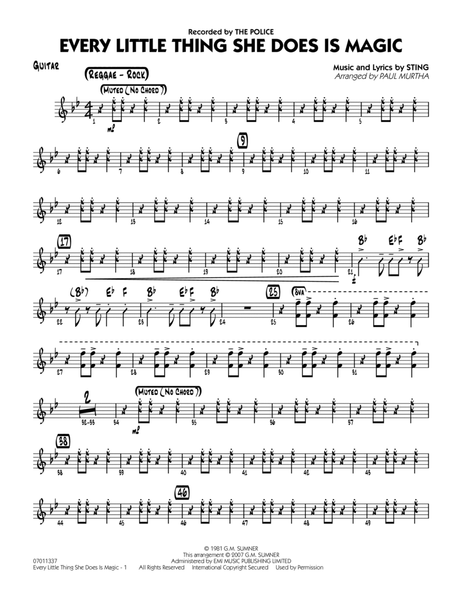 Every Little Thing She Does Is Magic - Guitar Part scores gallery preview page 1