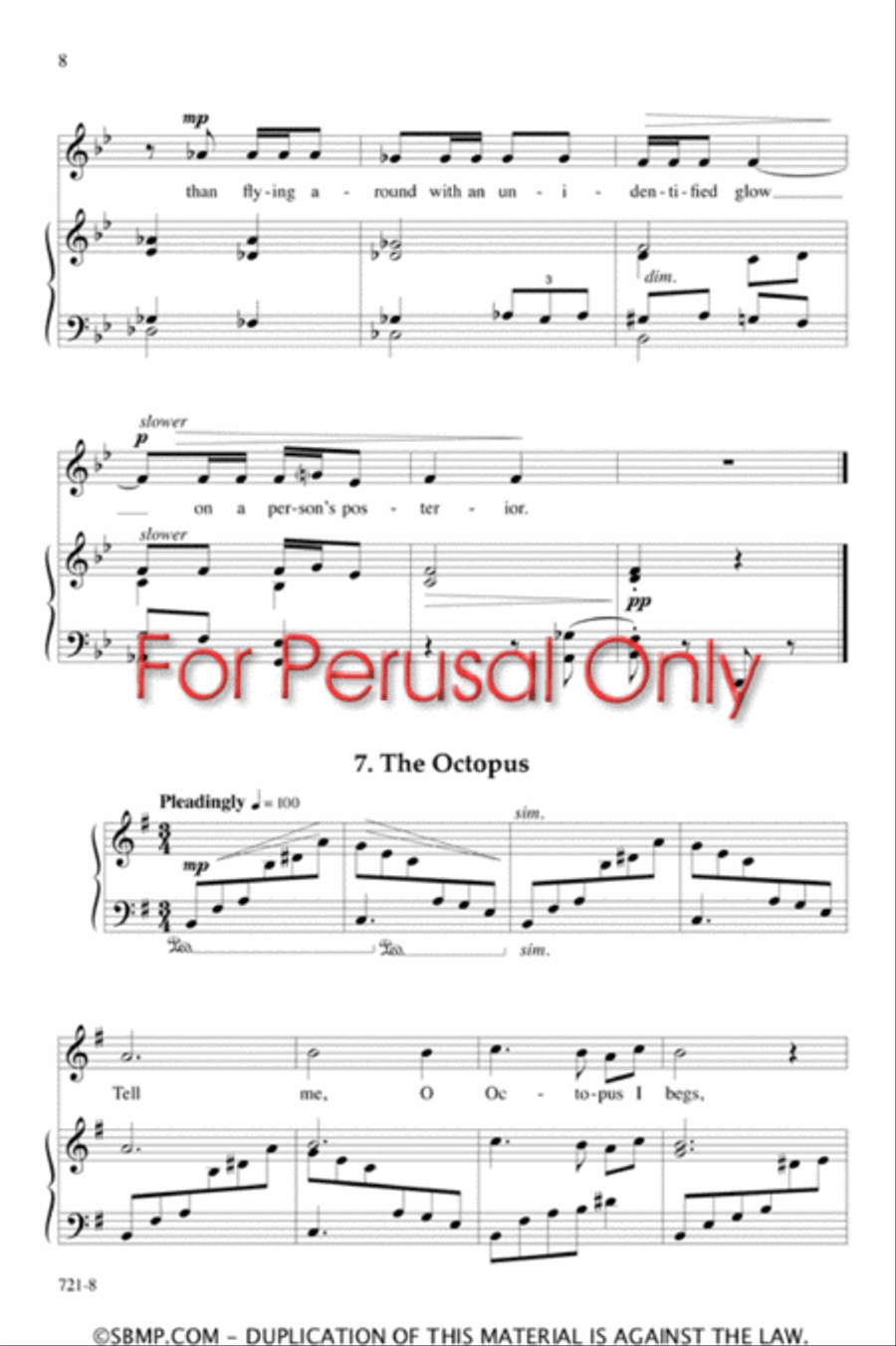 Animal Verses of Ogden Nash - Unison Octavo Unison Choir scores gallery preview page 8