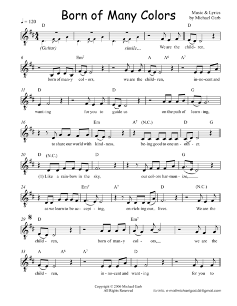 Born of Many Colors, large print, 2 pages Large Ensemble scores gallery preview page 1