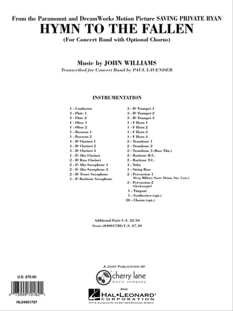 Hymn to the Fallen (from Saving Private Ryan) Concert Band scores gallery preview page 12