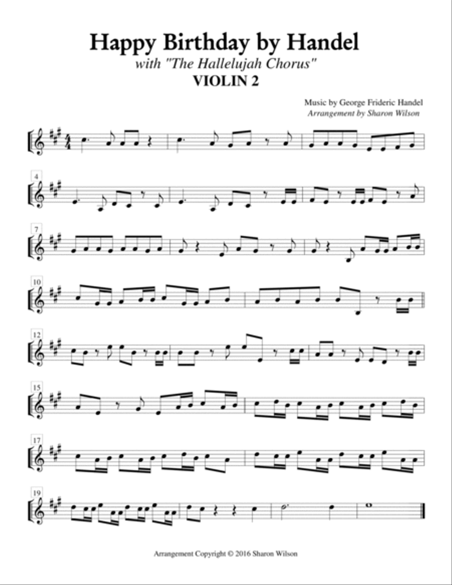 Happy Birthday by Handel (for String Quartet) String Quartet scores gallery preview page 3