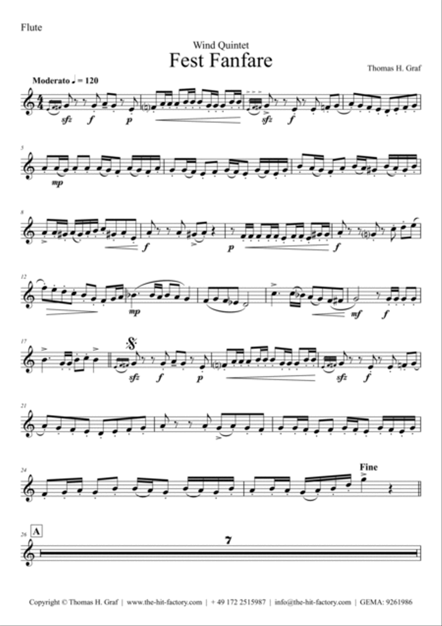 Fest Fanfare (Wind Quintet) Woodwind Quintet scores gallery preview page 6