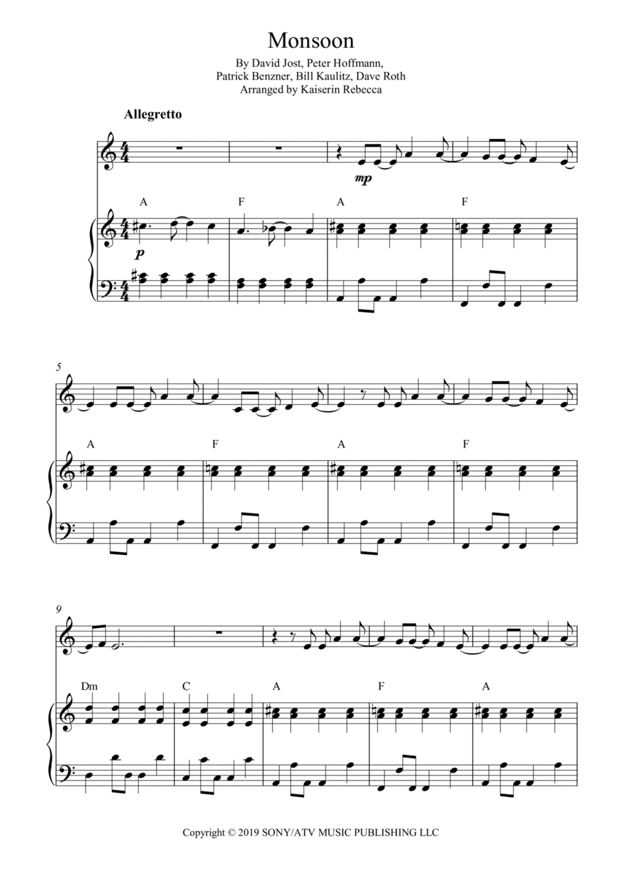 Monsoon Monsoon Piano scores gallery preview page 1