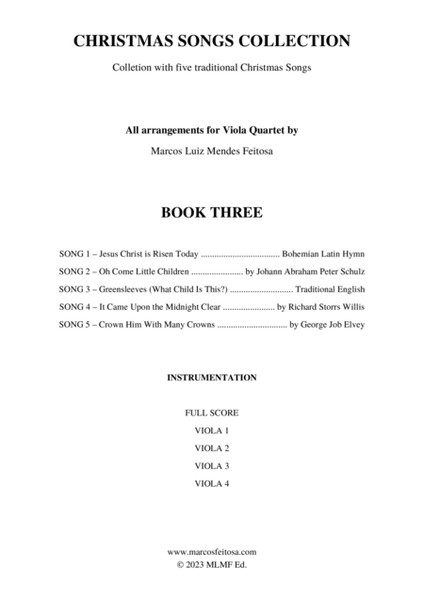 Christmas Song Collection (for Viola Quartet) - BOOK THREE image number null