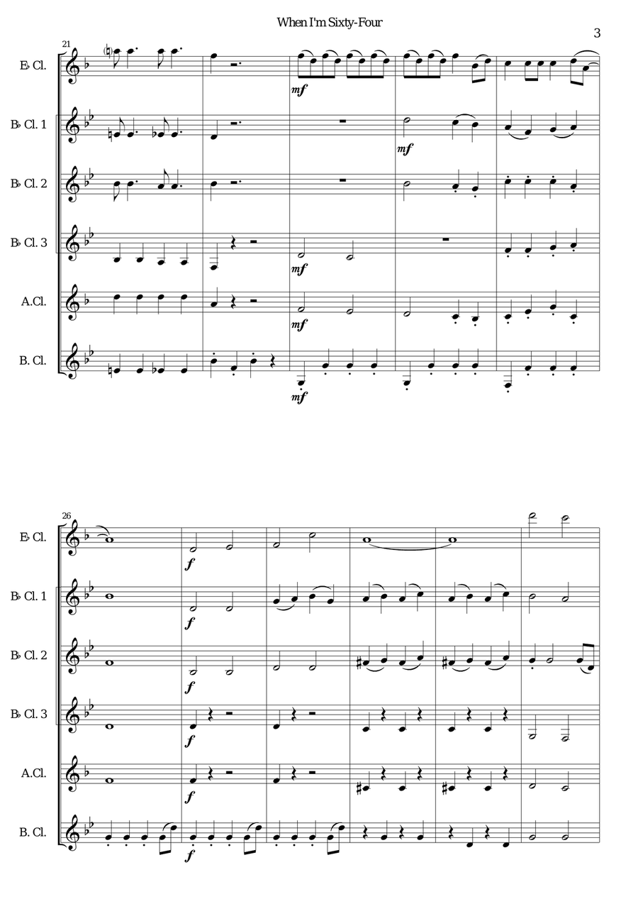 When I'm Sixty-Four When I'm Sixty-Four Woodwind Ensemble scores gallery preview page 3