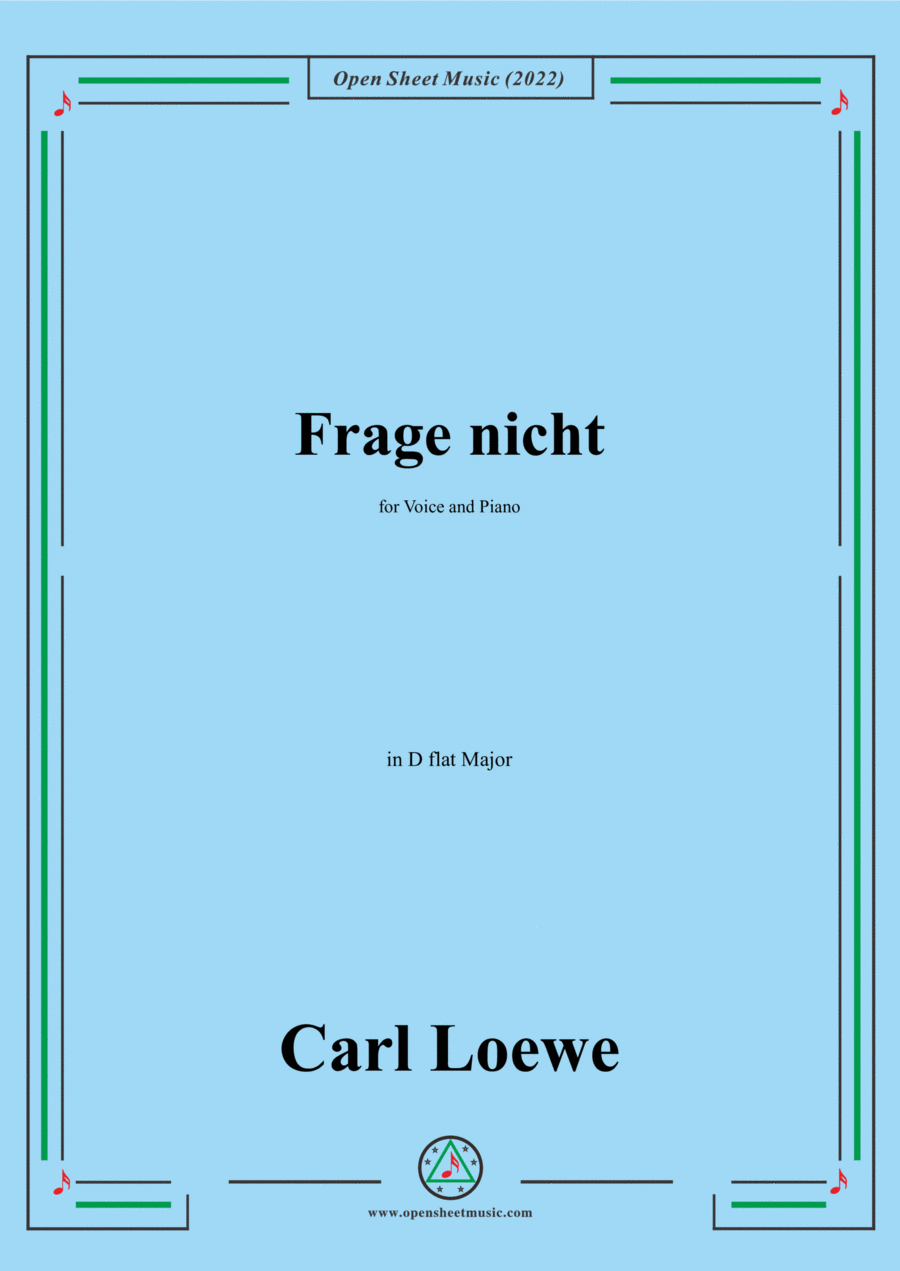Loewe-Frage nicht,in D flat Major,for Voice and Piano Voice Solo scores gallery preview page 1