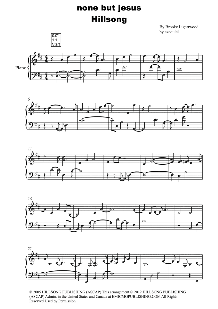 None But Jesus Piano, Vocal, Guitar scores gallery preview page 1