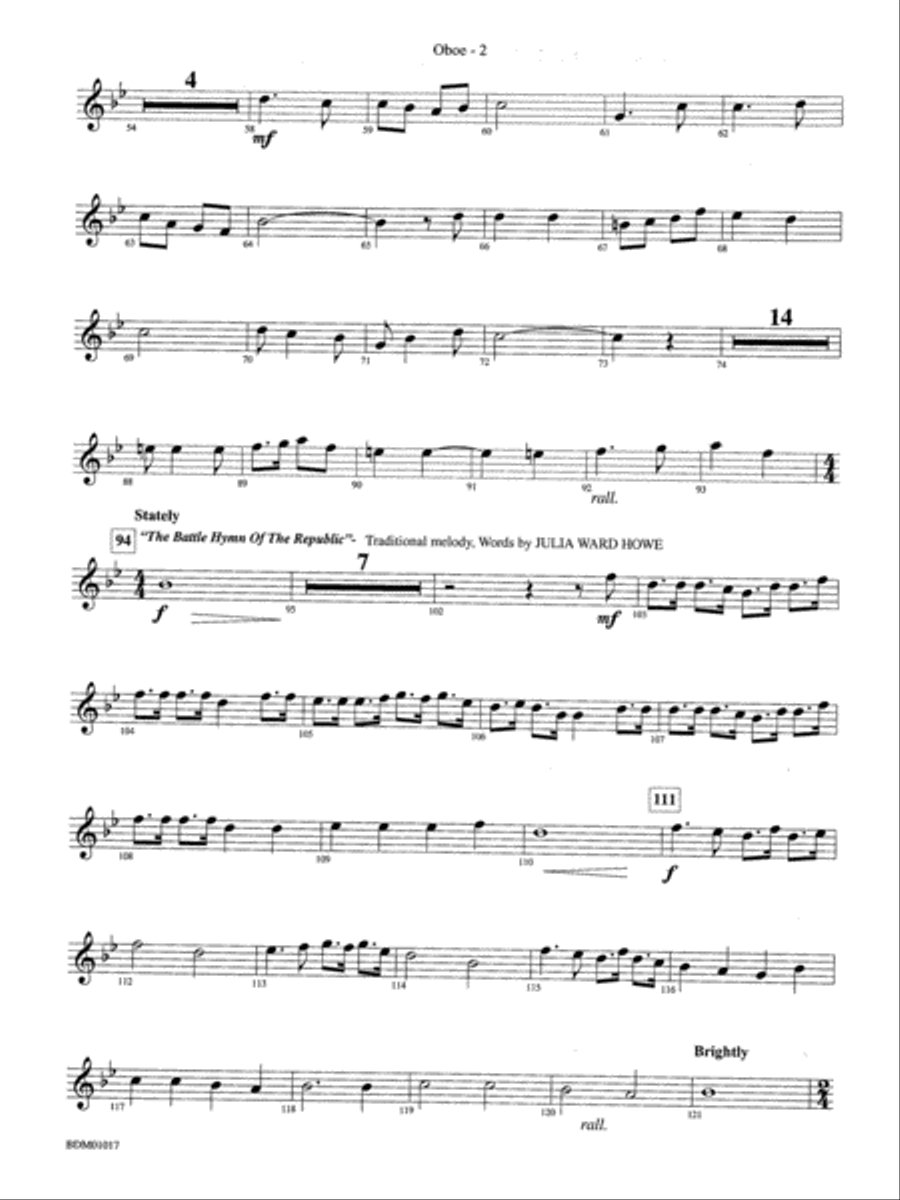 An American Celebration (for Band and Choir): Oboe Concert Band scores gallery preview page 2