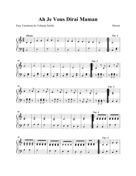 Twinkle Twinkle Little Star (Easy Children Piano Variations, After Mozart) image number null