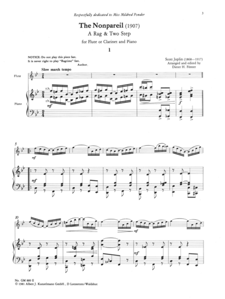 6 ragtimes for flute and piano, Volume 4