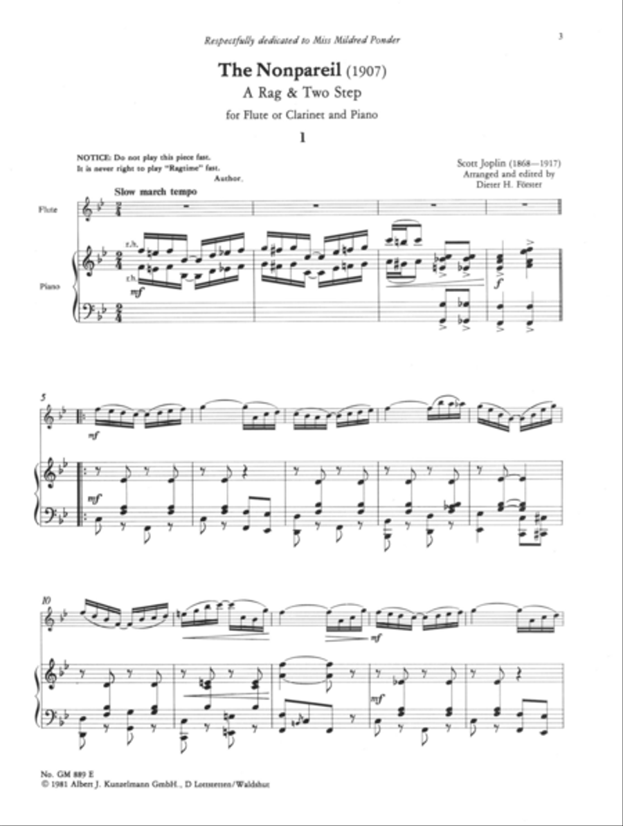 6 ragtimes for flute and piano, Volume 4 Clarinet scores gallery preview page 2