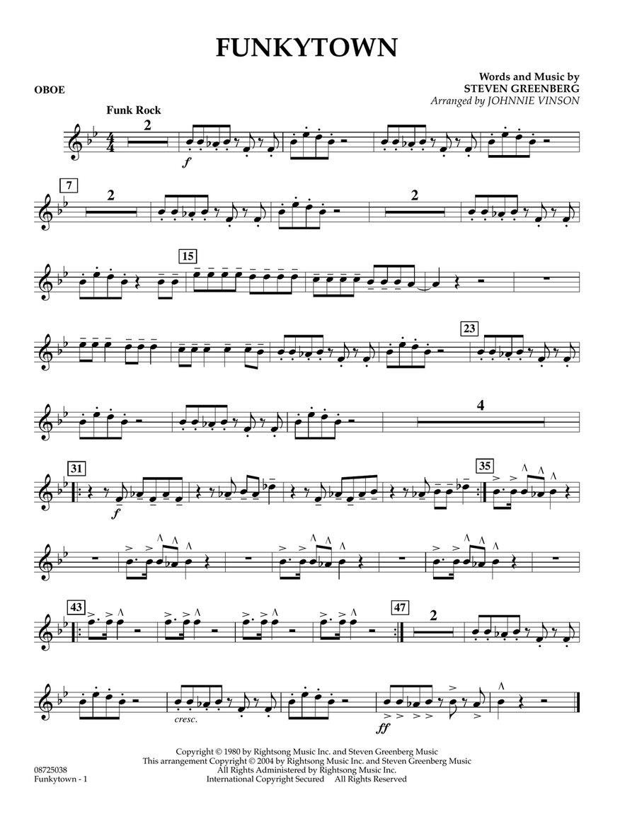 Funkytown - Oboe Concert Band scores gallery preview page 1