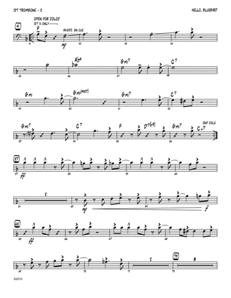 Hello, Bluebird (based on Bye Bye Blackbird) - 1st Trombone