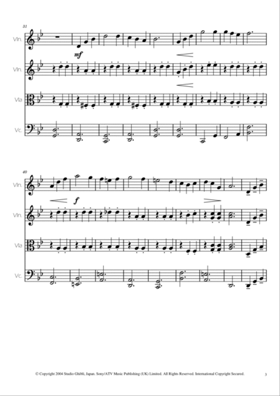 Merry-go-round Of Life String Quartet scores gallery preview page 3