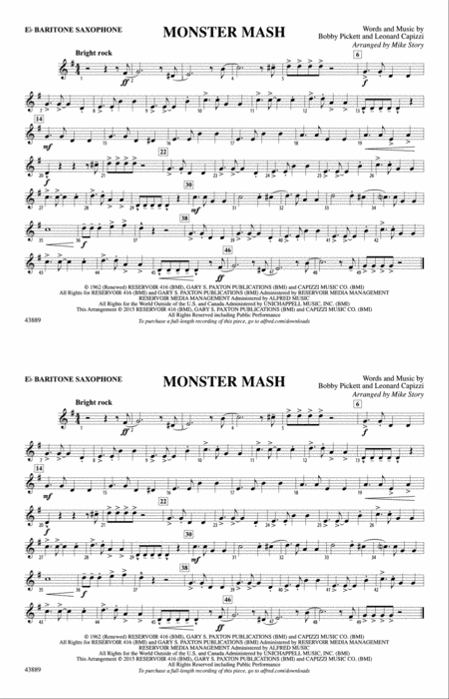 Monster Mash: E-flat Baritone Saxophone Marching Band scores gallery preview page 1
