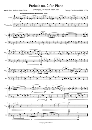 Prelude no. 2 for Piano - George Gershwin (Violin & Cello) excerpt