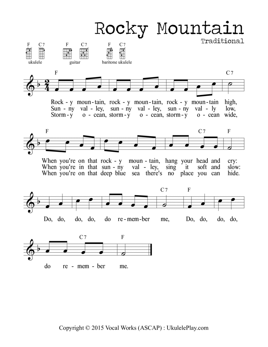 Rocky Mountain Rocky Mountain Ukulele scores gallery preview page 1