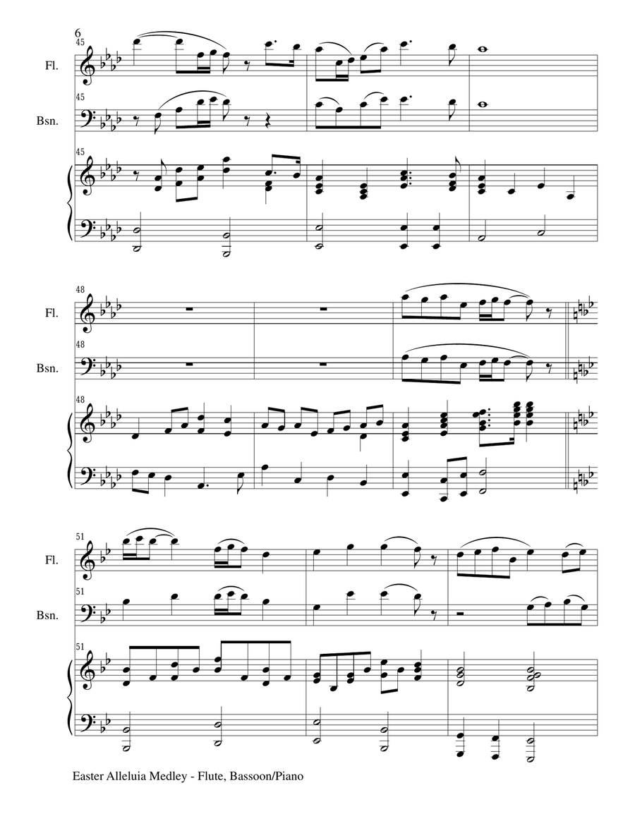 EASTER ALLELUIA MEDLEY (Trio – Flute, Bassoon/Piano) Score and Parts image number null