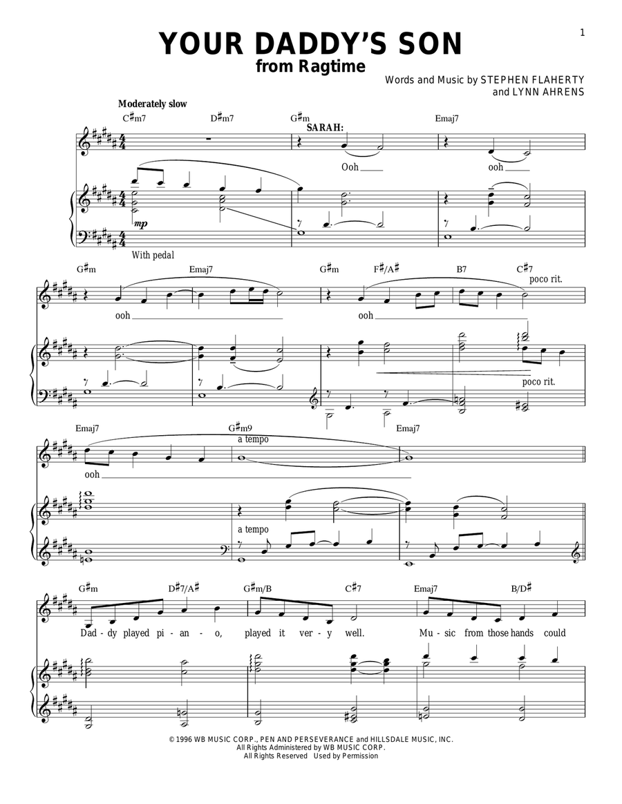 Your Daddy's Son (from Ragtime: The Musical) Piano, Vocal scores gallery preview page 1