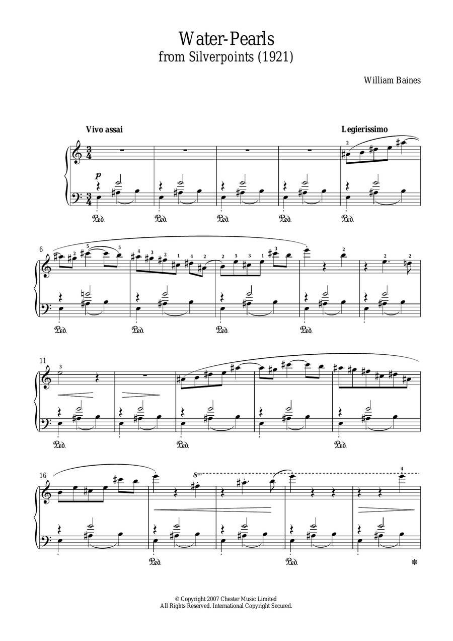 Water-Pearls (From 'Silverpoints') Piano Solo scores gallery preview page 1