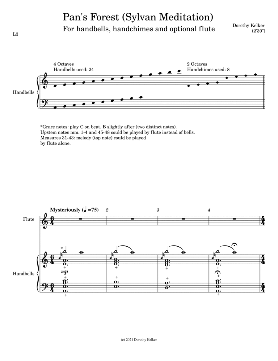 Pan's Forest (Sylvan Meditation) Handbell Choir scores gallery preview page 1