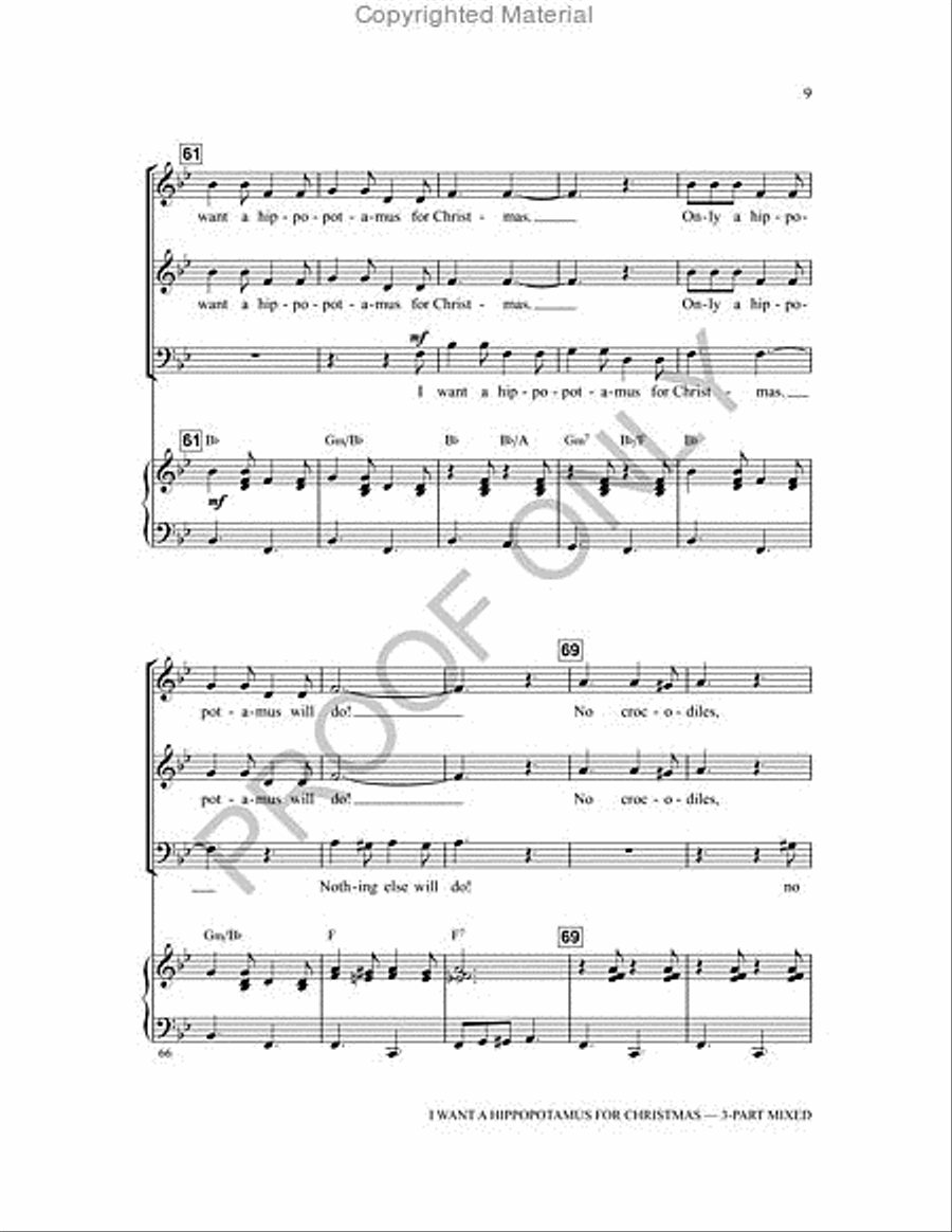 I Want a Hippopotamus for Christmas 3-Part scores gallery preview page 9