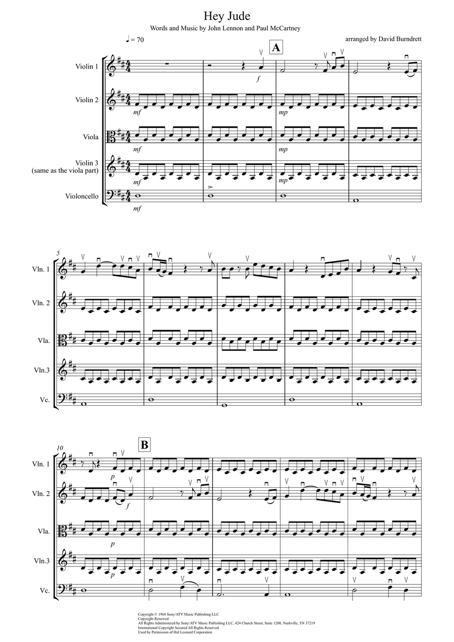 Hey Jude Hey Jude String Quartet scores gallery preview page 1