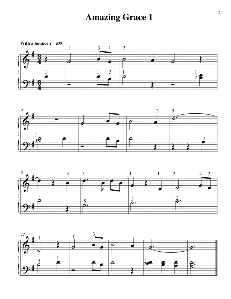 Amazing Grace Piano Solo scores gallery preview page 1