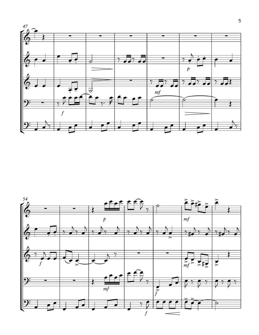 Mexican Folk Pop: COMO UNA NOVELA (by Los Acosta) for Brass Quintet arr. Martín Hernández Sánchez Brass Quintet scores gallery preview page 5